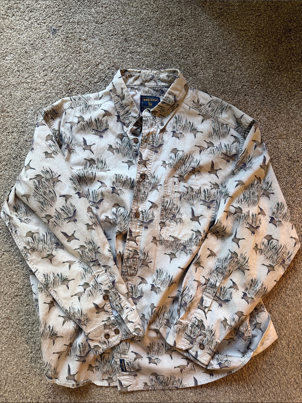 Woolrich Duck/Pheasant Printed Button-Down Shirt with Wildlife Motif